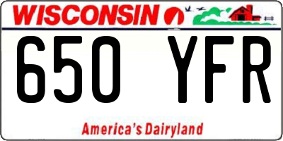 WI license plate 650YFR