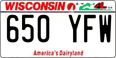 WI license plate 650YFW