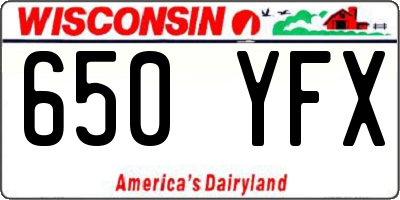 WI license plate 650YFX
