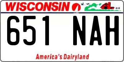 WI license plate 651NAH