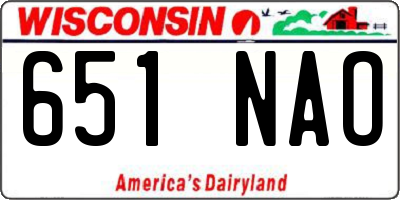 WI license plate 651NAO