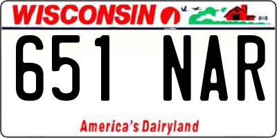 WI license plate 651NAR