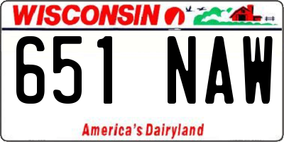 WI license plate 651NAW