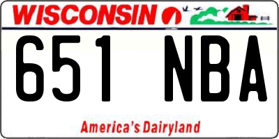 WI license plate 651NBA