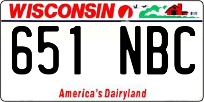 WI license plate 651NBC
