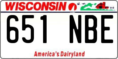 WI license plate 651NBE