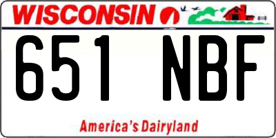 WI license plate 651NBF