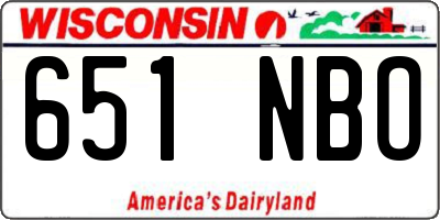 WI license plate 651NBO