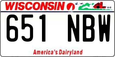 WI license plate 651NBW