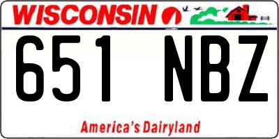 WI license plate 651NBZ