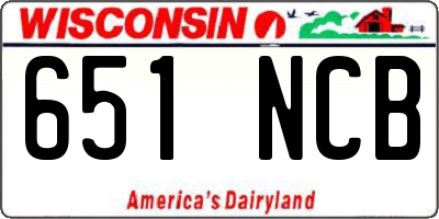 WI license plate 651NCB