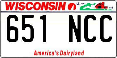 WI license plate 651NCC