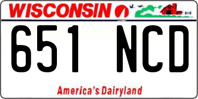 WI license plate 651NCD