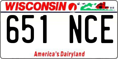 WI license plate 651NCE