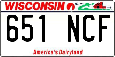 WI license plate 651NCF