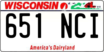 WI license plate 651NCI