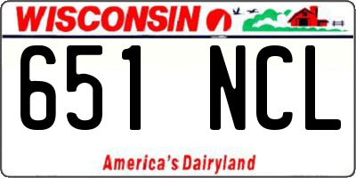 WI license plate 651NCL