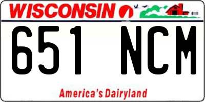 WI license plate 651NCM