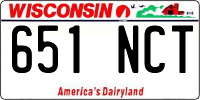 WI license plate 651NCT