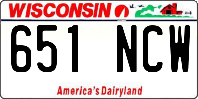 WI license plate 651NCW