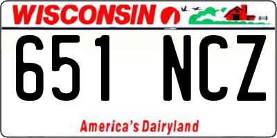 WI license plate 651NCZ