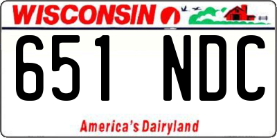 WI license plate 651NDC