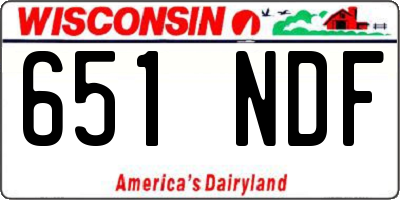 WI license plate 651NDF