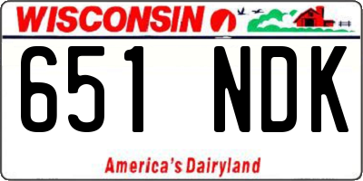 WI license plate 651NDK
