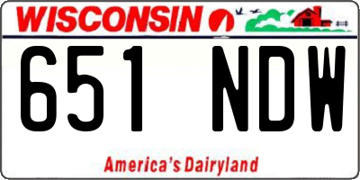 WI license plate 651NDW