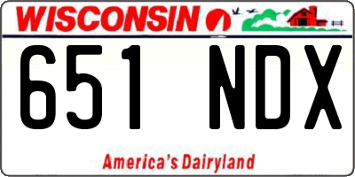 WI license plate 651NDX