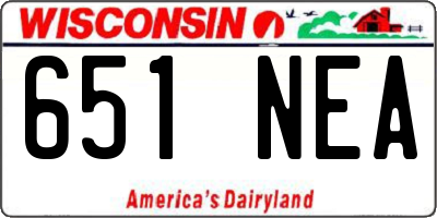 WI license plate 651NEA