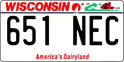 WI license plate 651NEC