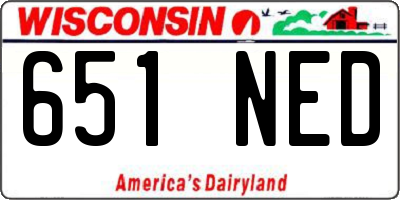WI license plate 651NED