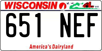 WI license plate 651NEF