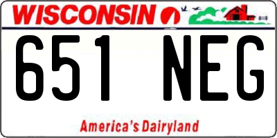 WI license plate 651NEG