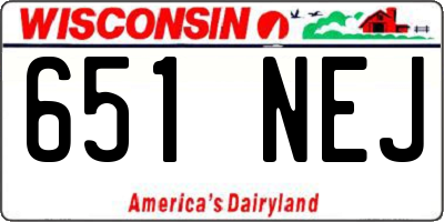 WI license plate 651NEJ