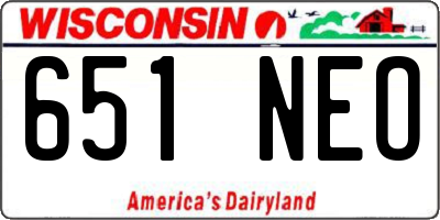 WI license plate 651NEO