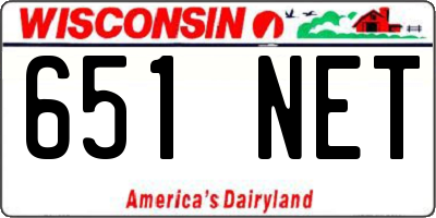 WI license plate 651NET