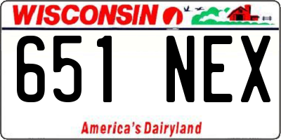 WI license plate 651NEX