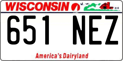 WI license plate 651NEZ