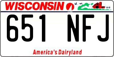 WI license plate 651NFJ