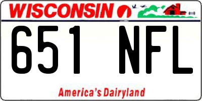WI license plate 651NFL