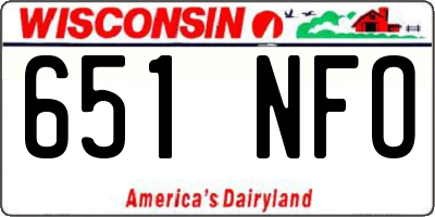 WI license plate 651NFO