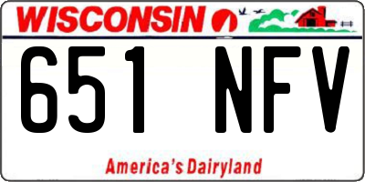 WI license plate 651NFV