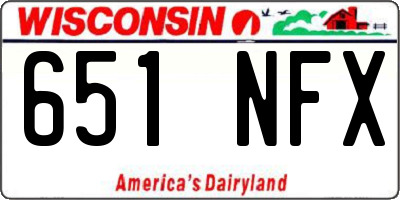 WI license plate 651NFX