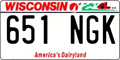 WI license plate 651NGK