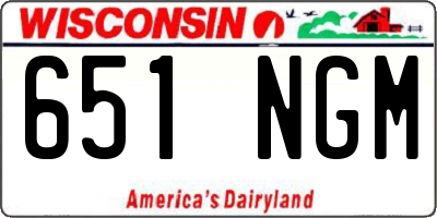 WI license plate 651NGM