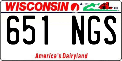 WI license plate 651NGS