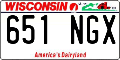 WI license plate 651NGX