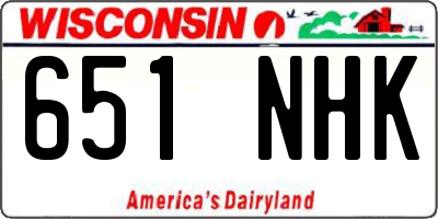 WI license plate 651NHK